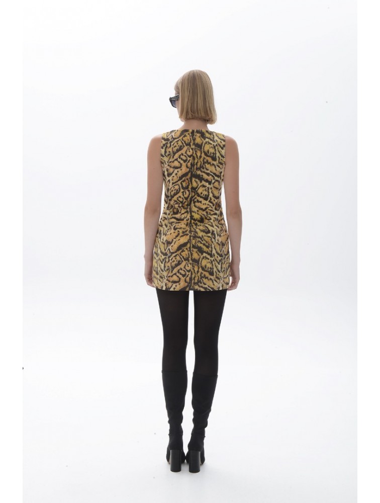 TRILOGY CLOTHING Ayla Mini Dress Λεοπάρ Μίνι Φόρεμα