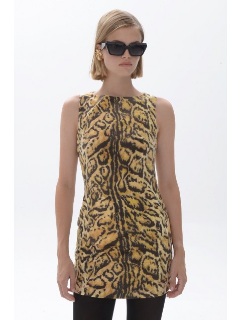 TRILOGY CLOTHING Ayla Mini Dress Λεοπάρ Μίνι Φόρεμα