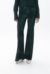 TRILOGY CLOTHING Cleo High Waisted Flared Pants Πράσινο Ψηλόμεσο Παντελόνι