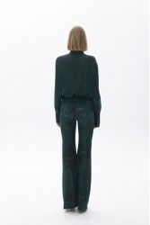 TRILOGY CLOTHING Cleo High Waisted Flared Pants Πράσινο Ψηλόμεσο Παντελόνι