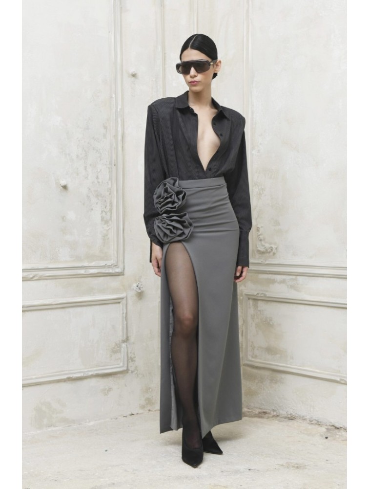 TRILOGY CLOTHING Witney Maxi Skirt Grey Γκρι Μάξι Φούστα