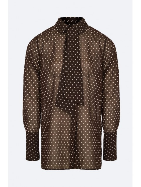 TRILOGY CLOTHING Pecan Shirt Καφέ Πουά Πουκάμισο