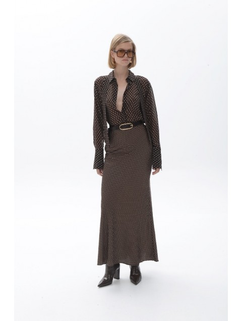 TRILOGY CLOTHING Pecan Shirt Καφέ Πουά Πουκάμισο