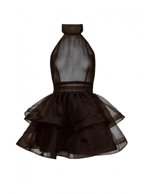 TRILOGY CLOTHING Riviere Mini Dress Καφέ Οργάντζα Μίνι Φόρεμα