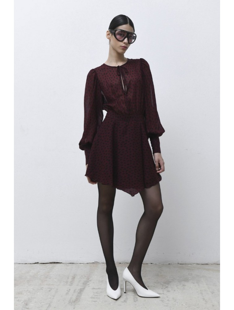 TRILOGY CLOTHING Bergen Μπορντώ Μίνι Φόρεμα