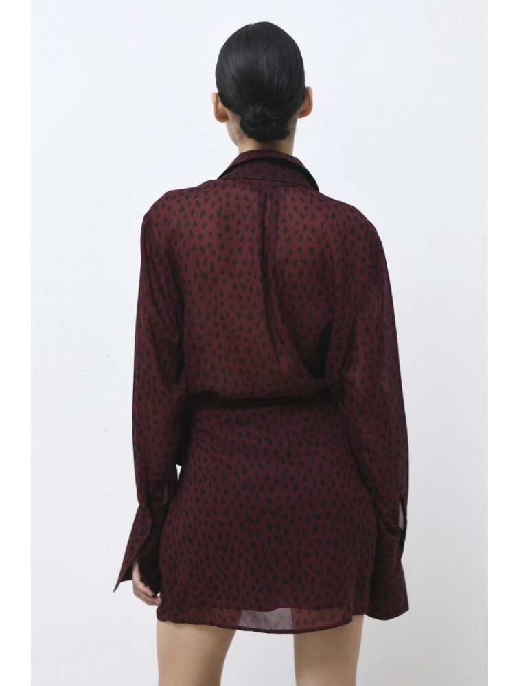 TRILOGY CLOTHING Bergen Μπορντώ Πουκάμισο