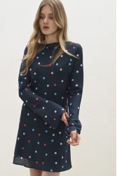 TRILOGY CLOTHING Blaire Mini Dress Πολύχρωμο Πουά Μπλε Μίνι Φόρεμα