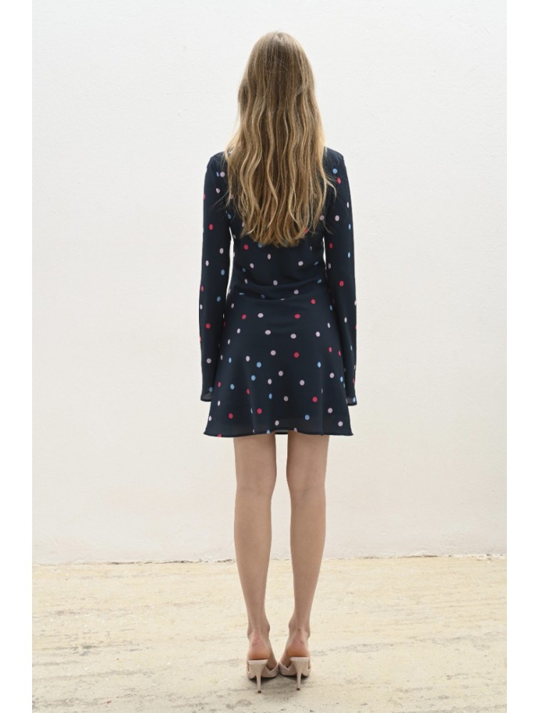 TRILOGY CLOTHING Blaire Mini Dress Πολύχρωμο Πουά Μπλε Μίνι Φόρεμα