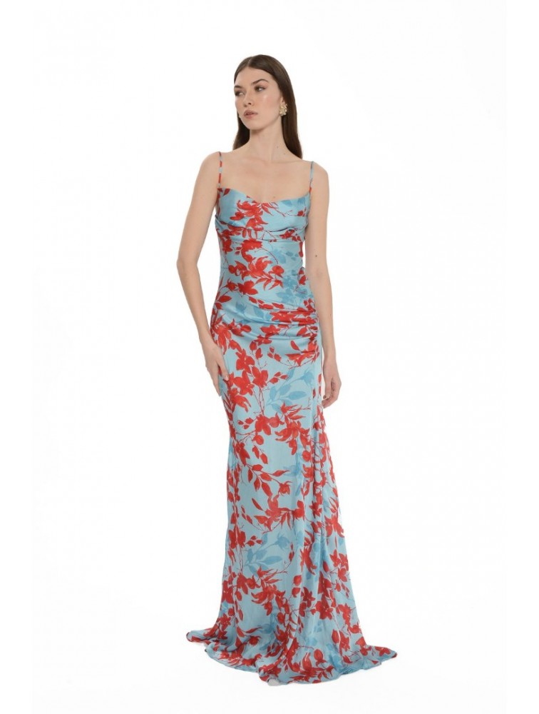 TRILOGY CLOTHING Chic Dress Blue Μπλε Μάξι Φόρεμα