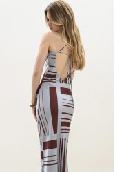 TRILOGY CLOTHING Estelle Maxi Slip Dress Εμπριμέ Μάξι Φόρεμα