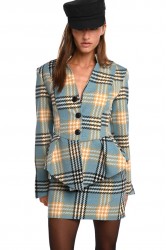 TRILOGY CLOTHING Harper Blazer Μπλε Καρό Σακάκι