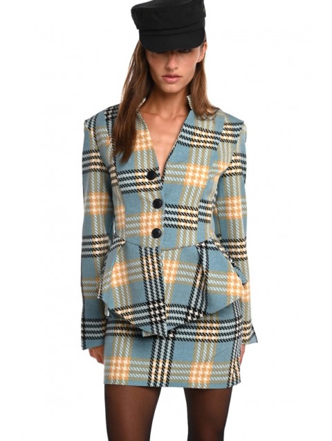 TRILOGY CLOTHING Harper Blazer Μπλε Καρό Σακάκι