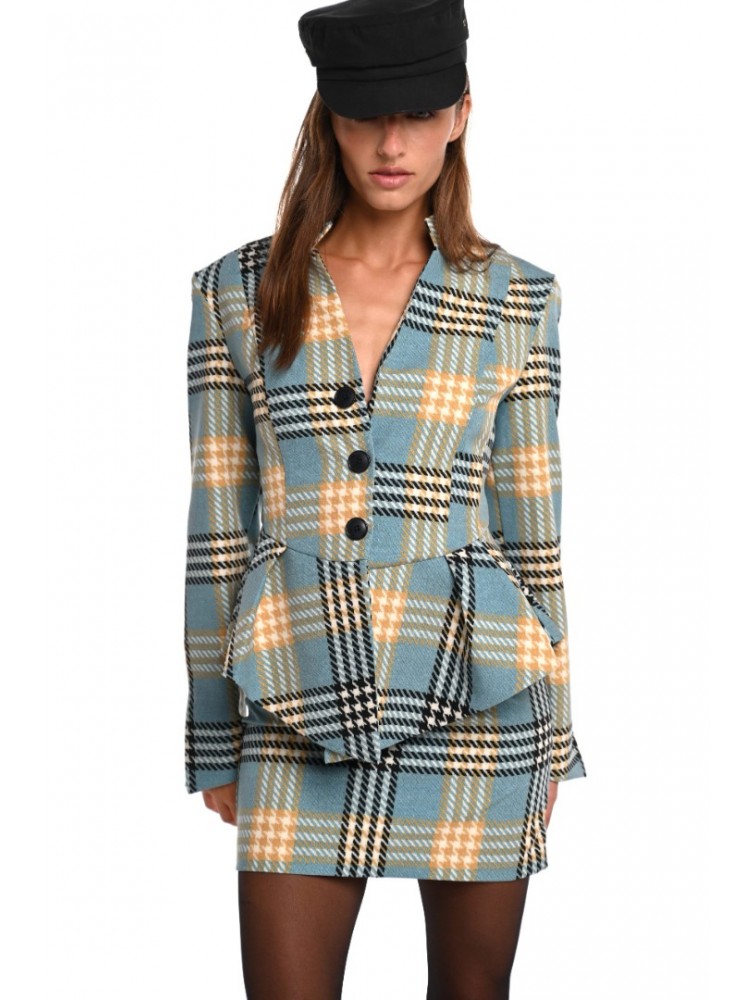 TRILOGY CLOTHING Harper Blazer Μπλε Καρό Σακάκι