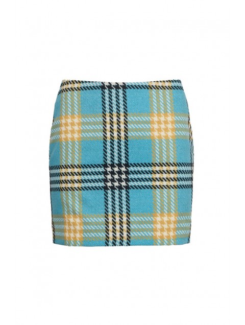 TRILOGY CLOTHING Harper Mini Skirt Μπλε Καρό Μίνι Φούστα