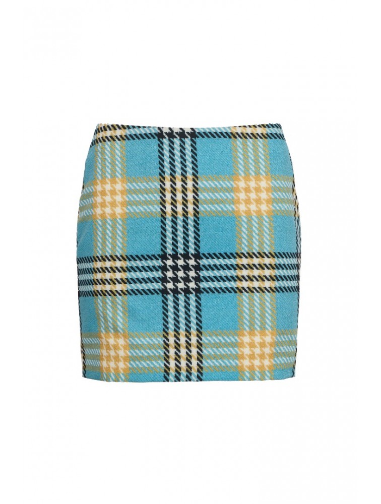 TRILOGY CLOTHING Harper Mini Skirt Μπλε Καρό Μίνι Φούστα