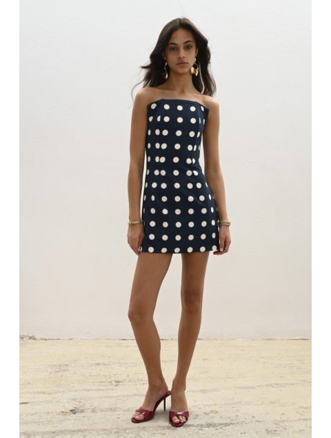 TRILOGY CLOTHING Inez Mini Dress Πουά Σκούρο Μπλε Μίνι Φόρεμα