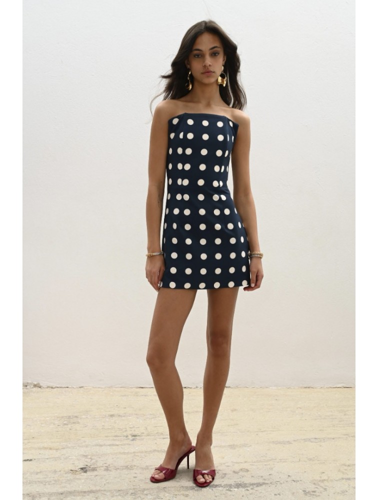 TRILOGY CLOTHING Inez Mini Dress Πουά Σκούρο Μπλε Μίνι Φόρεμα