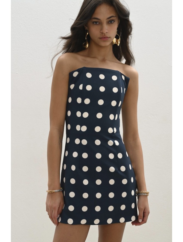 TRILOGY CLOTHING Inez Mini Dress Πουά Σκούρο Μπλε Μίνι Φόρεμα
