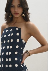 TRILOGY CLOTHING Inez Mini Dress Πουά Σκούρο Μπλε Μίνι Φόρεμα
