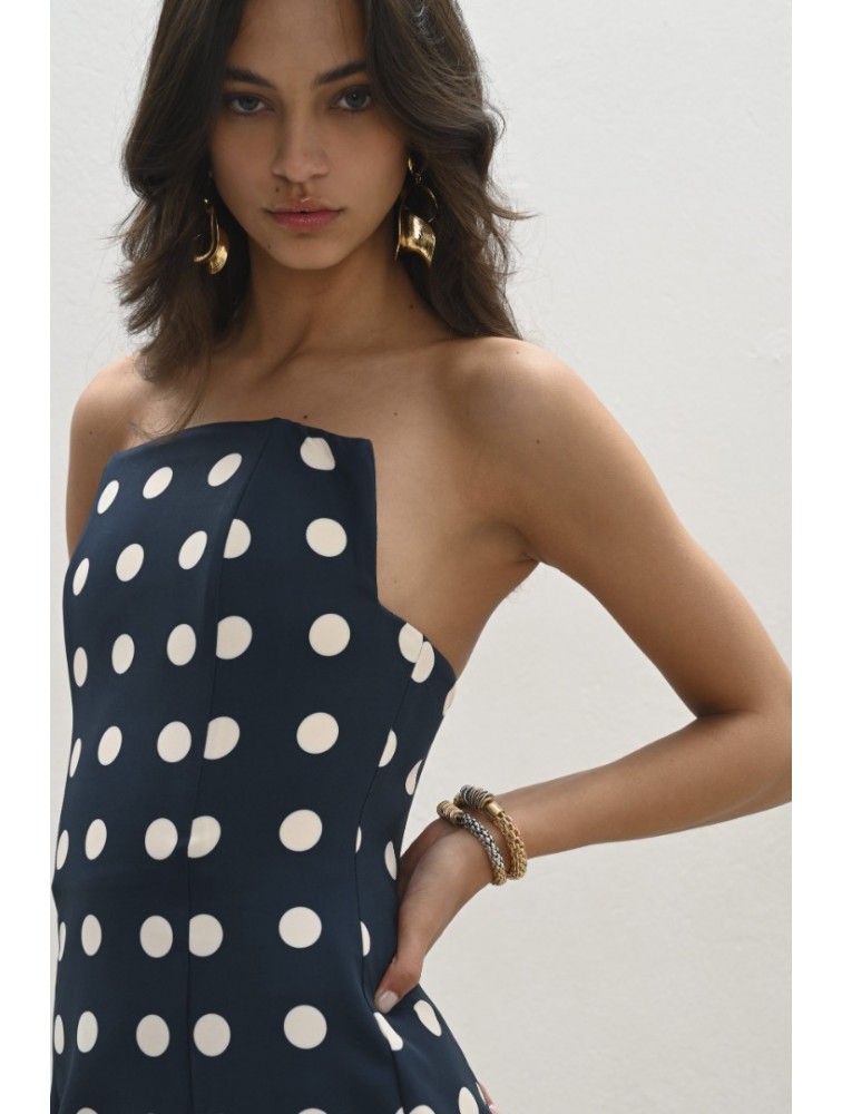 TRILOGY CLOTHING Inez Mini Dress Πουά Σκούρο Μπλε Μίνι Φόρεμα