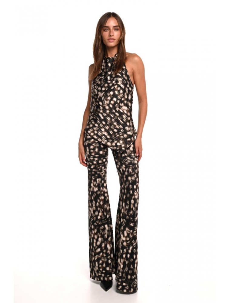 TRILOGY CLOTHING Karma Flared Pants Εμπριμέ Ασπρόμαυρο Παντελόνι