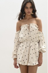 TRILOGY CLOTHING Lilian Jumpsuit Εκρού Πουά Ολόσωμο Σορτς