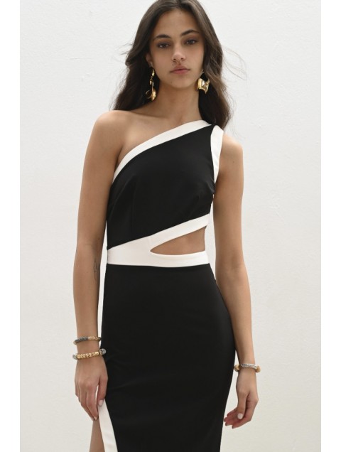 TRILOGY CLOTHING Luisa Maxi Dress Ασπρόμαυρο Μάξι Φόρεμα