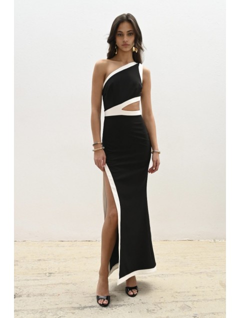 TRILOGY CLOTHING Luisa Maxi Dress Ασπρόμαυρο Μάξι Φόρεμα
