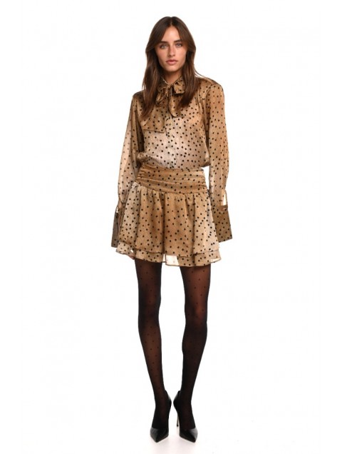 TRILOGY CLOTHING Madeleine Shirt Κάμελ Πουά Πουκάμισο
