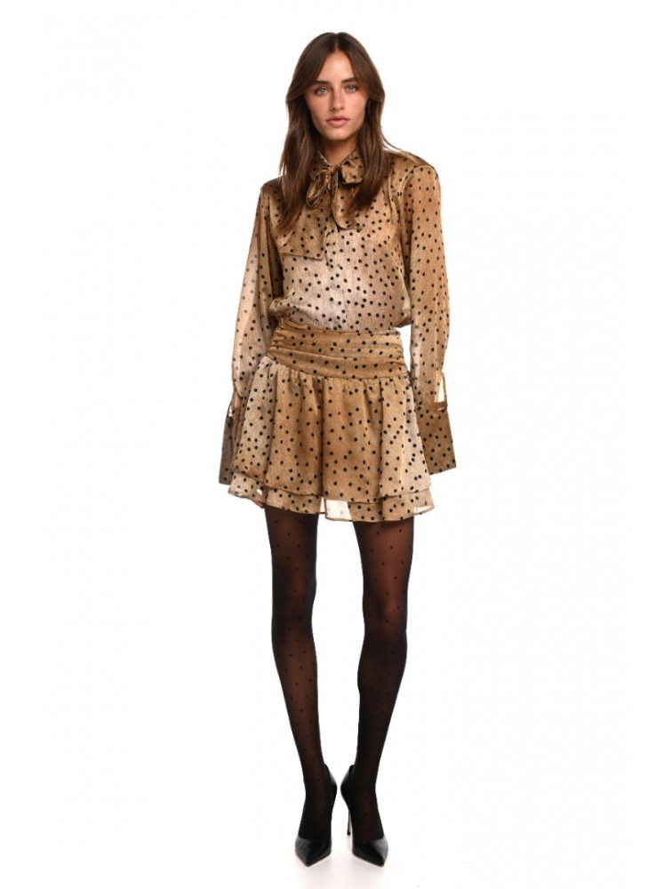 TRILOGY CLOTHING Madeleine Shirt Κάμελ Πουά Πουκάμισο