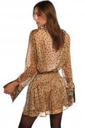 TRILOGY CLOTHING Madeleine Shirt Κάμελ Πουά Πουκάμισο