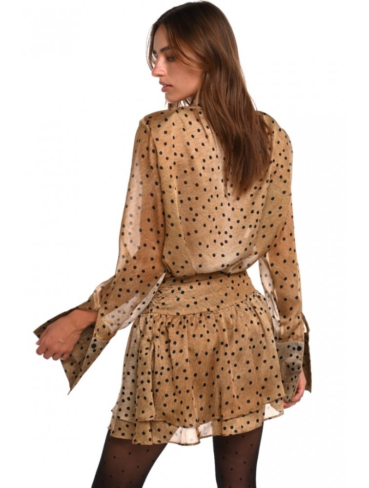 TRILOGY CLOTHING Madeleine Shirt Κάμελ Πουά Πουκάμισο