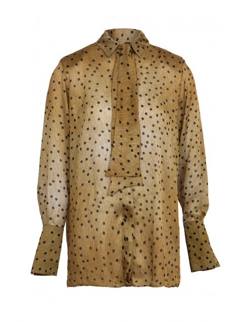 TRILOGY CLOTHING Madeleine Shirt Κάμελ Πουά Πουκάμισο