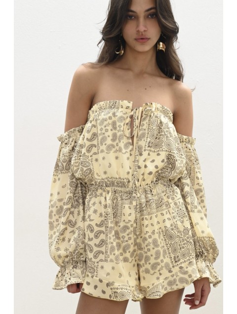TRILOGY CLOTHING Mellow Jumpsuit Κίτρινο Ολόσωμο Σορτς 