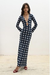 TRILOGY CLOTHING Montre Maxi Dress Πουά Σκούρο Μπλε Μάξι Φόρεμα