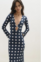 TRILOGY CLOTHING Montre Maxi Dress Πουά Σκούρο Μπλε Μάξι Φόρεμα