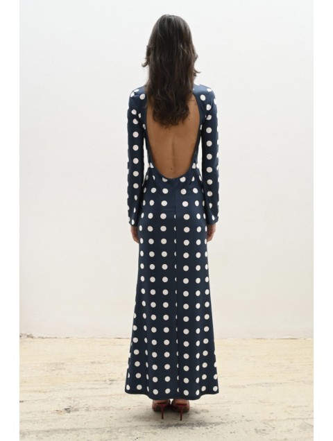 TRILOGY CLOTHING Montre Maxi Dress Πουά Σκούρο Μπλε Μάξι Φόρεμα