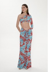 TRILOGY CLOTHING Naya Maxi Skirt Blue Μπλε Μάξι Φούστα