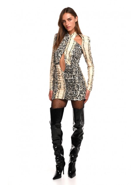TRILOGY CLOTHING Obsid Mini Dress Snake Print Μίνι Φόρεμα