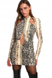 TRILOGY CLOTHING Obsid Mini Dress Snake Print Μίνι Φόρεμα