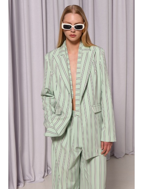 TRILOGY CLOTHING Pistachio Blazer With Stripes