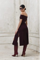 TRILOGY CLOTHING Tudor Μπορντώ Φούστα
