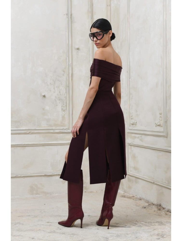 TRILOGY CLOTHING Tudor Μπορντώ Φούστα