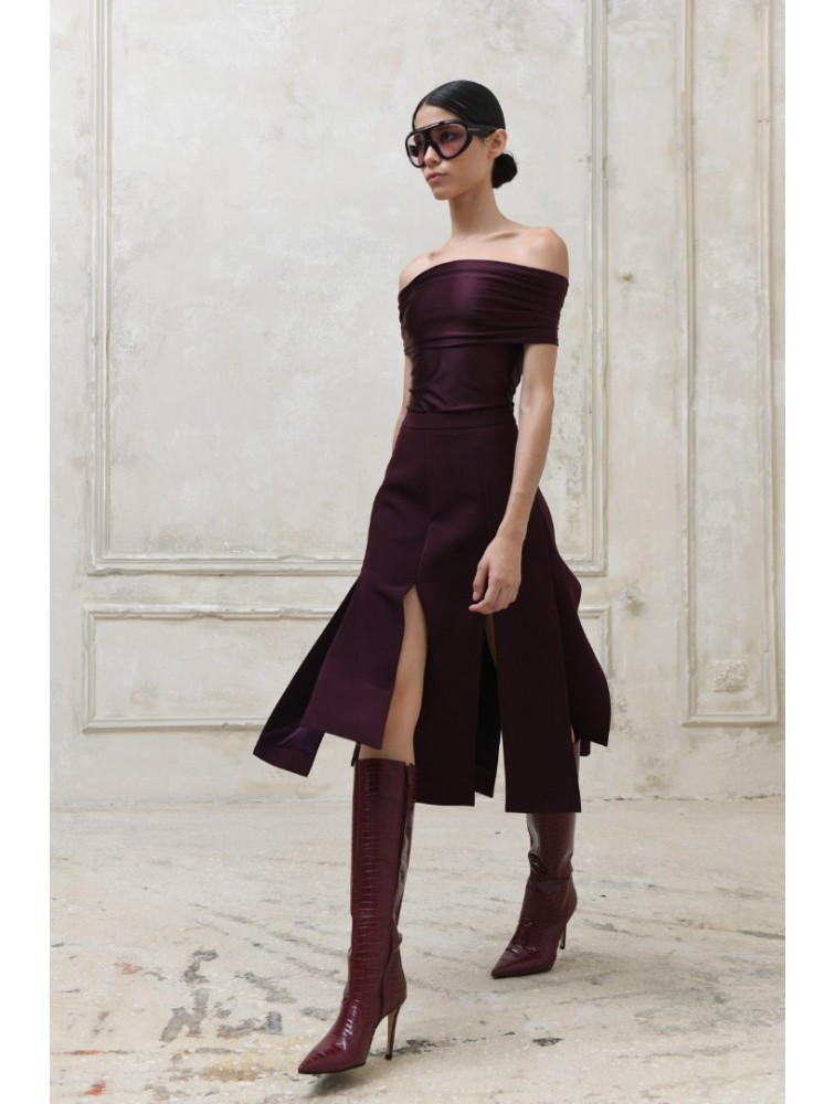 TRILOGY CLOTHING Tudor Μπορντώ Φούστα