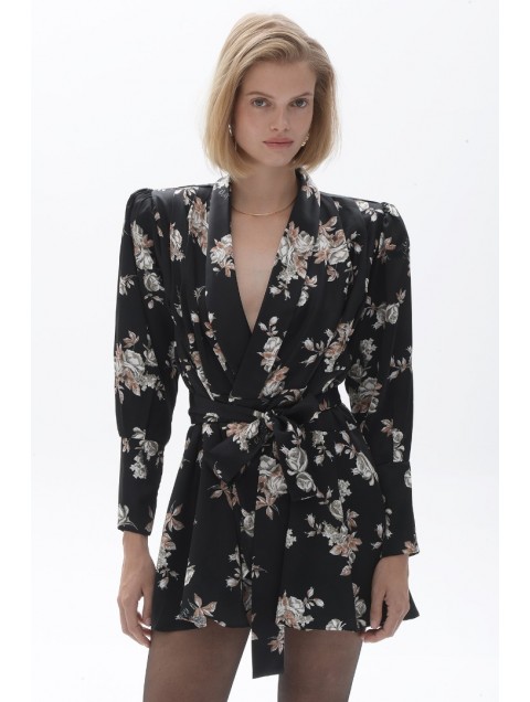 TRILOGY CLOTHING Zelma Mini Wrap Dress Μίνι Μαύρο Φλοράλ Φόρεμα