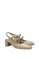 TSAKIRIS MALLAS Slingback Εκρού γυναικείες γόβες