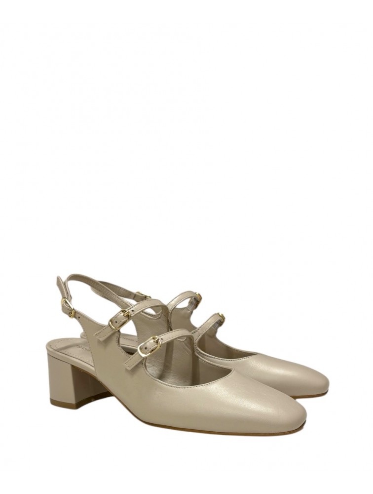 TSAKIRIS MALLAS Slingback Εκρού γυναικείες γόβες