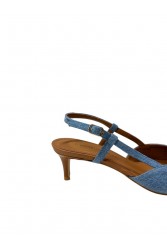 TSAKIRIS MALLAS Denim Women's Leather Heels With Buckle
