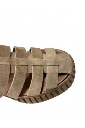 TSAKIRIS MALLAS Δερμάτινα Γυναικεία Σανδάλια Flatforms Στο Χρώμα Του Πούρου