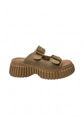 TSAKIRIS MALLAS Women's Suede Flatforms In Cigar Color